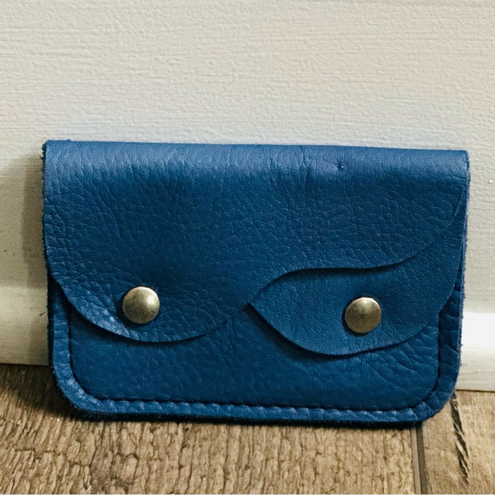 Blue Leather Card Holder/ coin purse